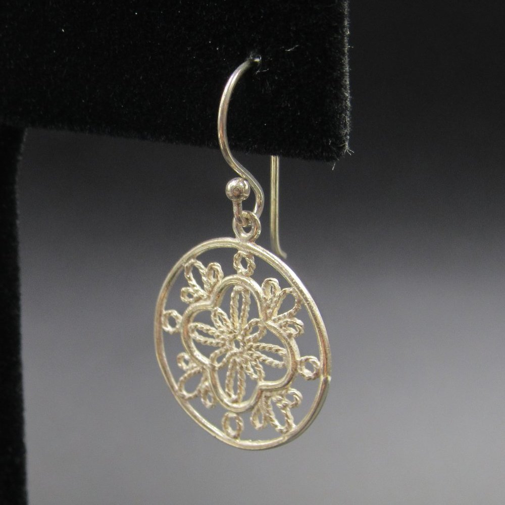 Sterling Silver Braided Ornate Pattern Dangle Ear… - image 1